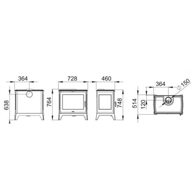 Poêle à bois en fonte 3 faces - BRONPI Bury 14.6 kW – Image 2