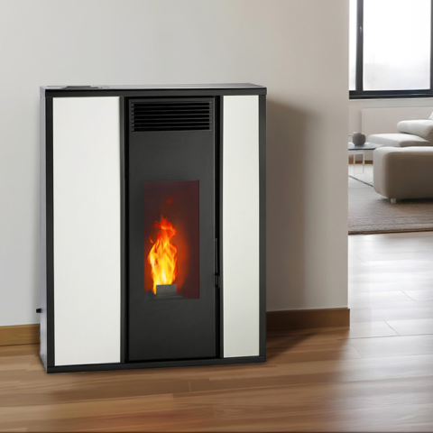 Poêle à granulés extra plat et étanche (sortie dessus concentrique) - Tessa 9,6 kw