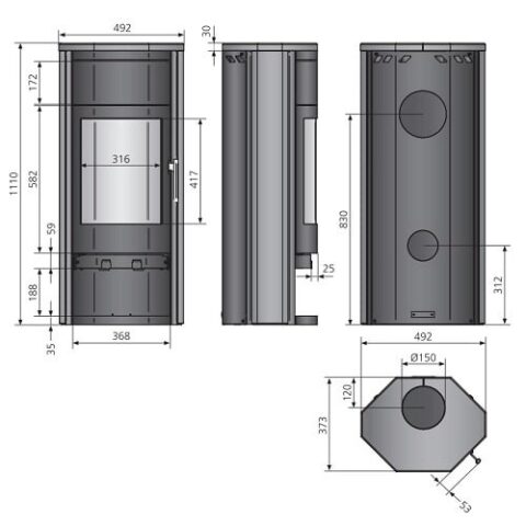 Poêle a bois Justus Usedom 5 W+ 2.0 | 5,5 kW accumulateur de chaleur – Image 2