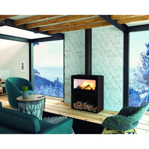 Poêle à bois raccordable ventilé - BRONPI Cairo 90 Box avec socle 13 à 16 kW – Image 4