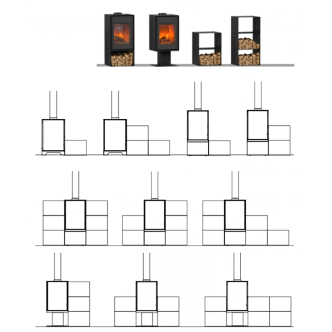 Poêle à bois Domino avec range bûche et module 2 étages – Image 6