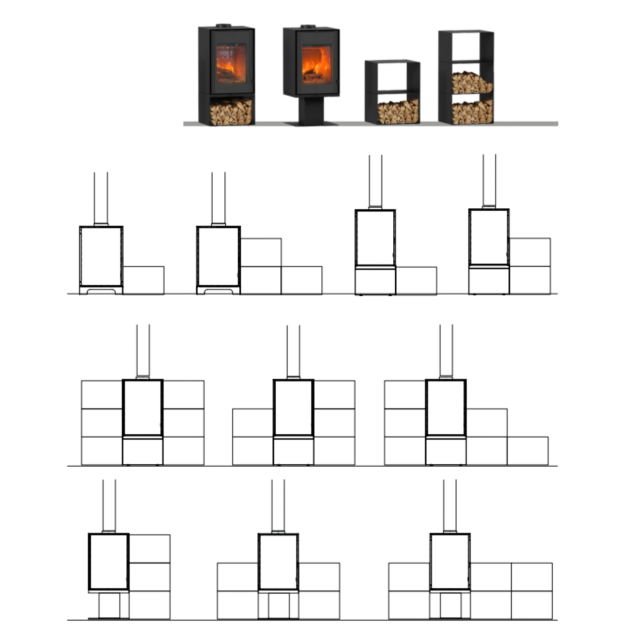 Poêle à bois Domino avec range bûche et module 2 étages – Image 6
