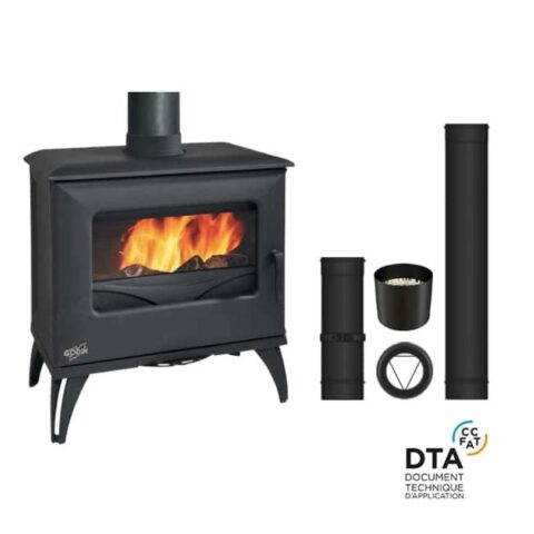 Pack poêle à bois Cube Godin Sortie dessus 8kW – Image 3