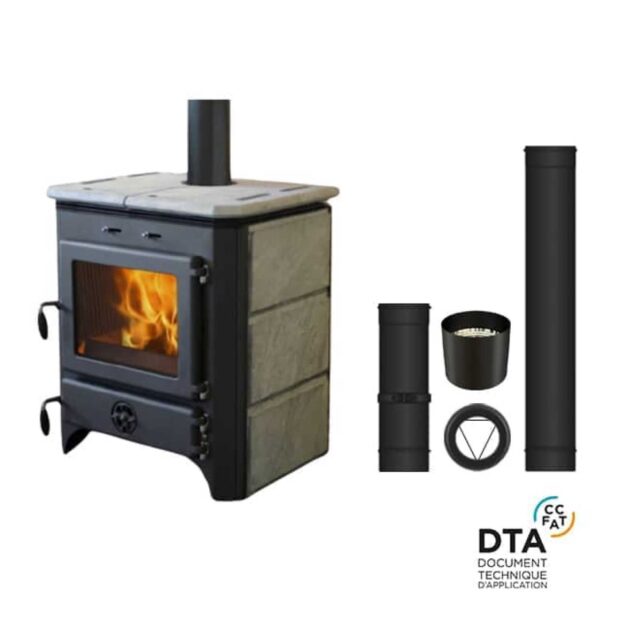 Pack poêle à Bois Vulkan Sortie dessus 14kW – Image 4