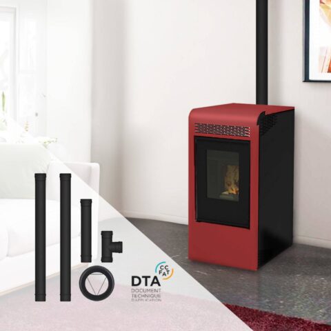 Pack poêle à granulés canalisable Vulcano + Kit d'installation sortie arrière 15kW – Image 4