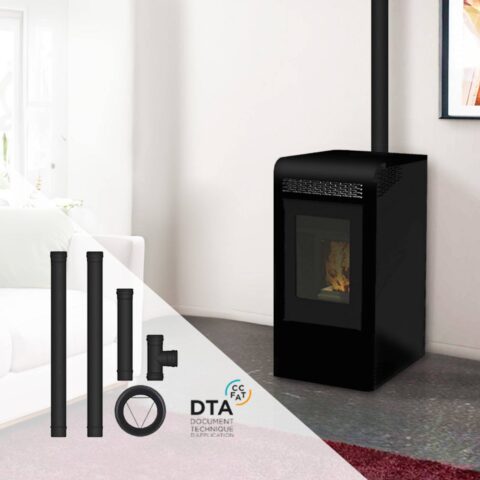 Pack poêle à granulés canalisable Vulcano + Kit d'installation sortie arrière 15kW – Image 3
