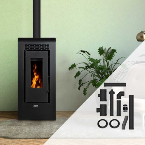 Pack Poêle à granulés étanche Vulcano + Kit d'installation ventouse 12kW
