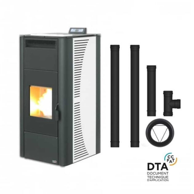 Pack poêle à granulés hydro Rondinara + Kit d'installation sortie arrière 19kW