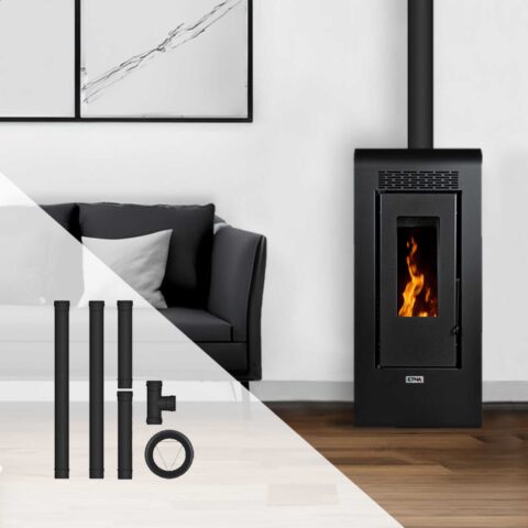 Pack poêle à granulés Vulcano SMS + Kit d'installation sortie arrière 12kW – Image 2