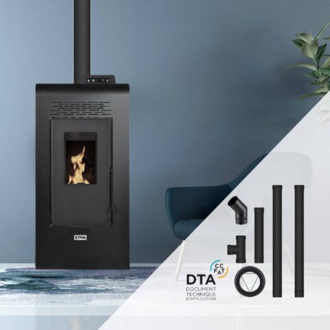 Pack poêle à granulés Vulcano SMS + Kit d'installation sortie dessus 9kW – Image 9