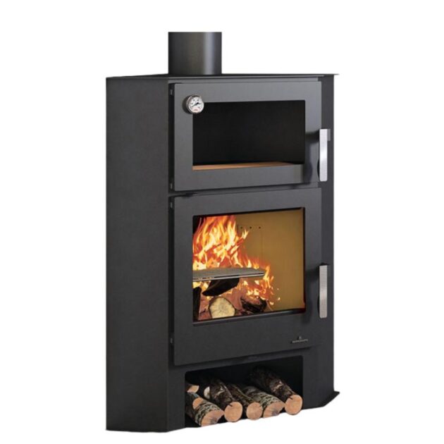 Poêle à bois d'angle avec four - BRONPI Lerma - H 8.7 kW