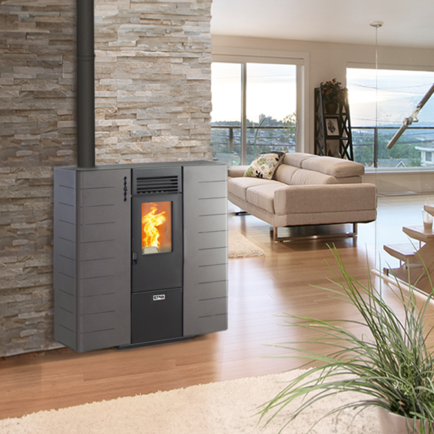 Poêle à granulés Canalisable extra plat Fango 8kW