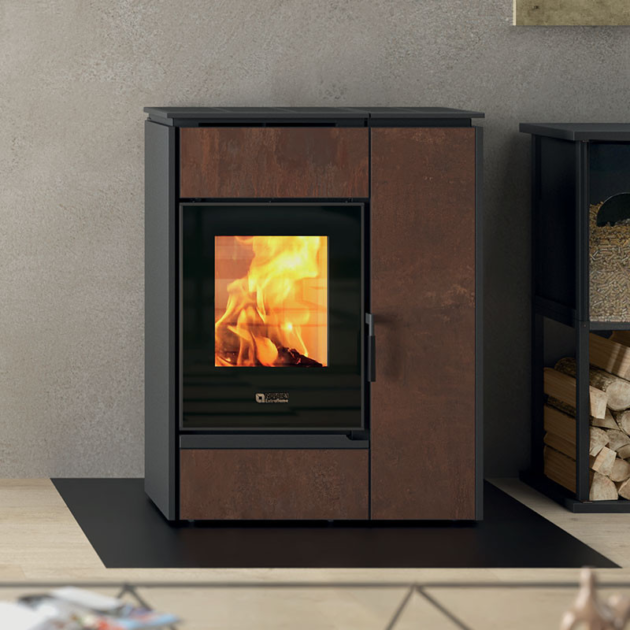 Poêle mixte bois et granulés Margaret Grès Corten 10 kw – Image 2