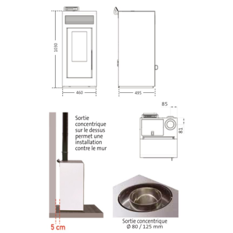 Poêle à granulés étanche (sortie dessus concentrique) - Vulcano Up - 10,8 Kw – Image 7