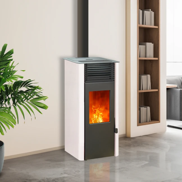 Poêle à granulés Etanche Connecté - EMAFLAM REVA Blanc - 8.2 kW