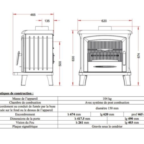 POÊLE À BOIS NORIK - INVICTA INVICTA POÊLE À BOIS EN FONTE - 6 KW - RENDEMENT 78 % - DOUBLE COMBUSTION – Image 3