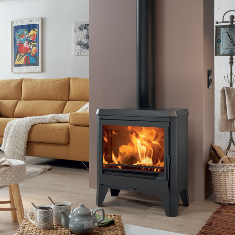 POÊLE À BOIS CHAMBERY - PANADERO 7.1 KW - ACIER DOUBLE-CORPS ET PORTE EN FONTE