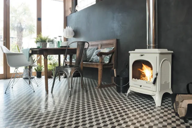 Poêle à bûche INVICTA Seville 2 émaillé ivoire, 7 kW – Image 4