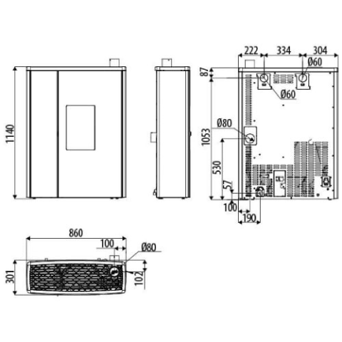 Poêle à granulés canalisable MCZ Doc Comfort Air 9 UP Puissance 8.80kW Sortie Fumée Supérieure – Image 9