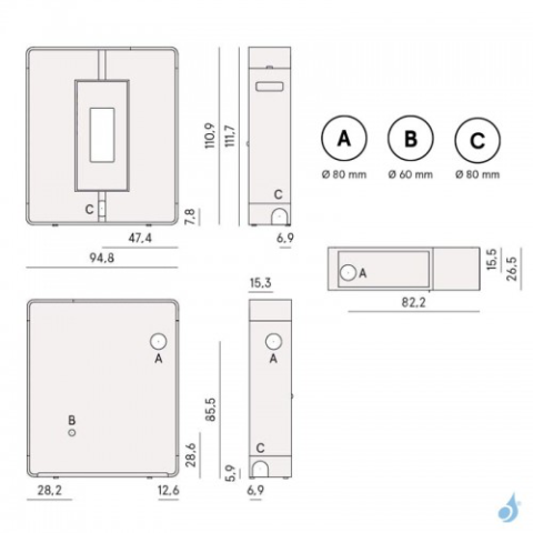 Poêle à pellets à canaliser CADEL Tile Plus 10 Puissance 10kW – Image 9
