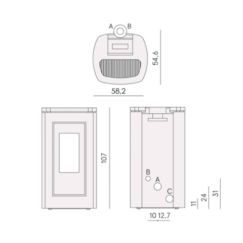 Poêle à granulés canalisable CADEL Eclipse Plus 11 Puissance 10.5kW WiFi Sortie Fumée Postérieure ou Supérieure – Image 4