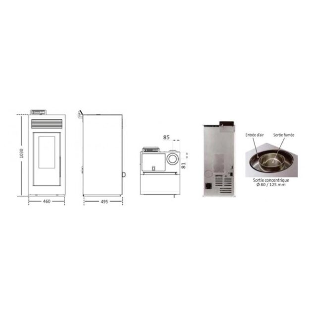 PACK Poêle à granules étanche + Kit ventouse - INTERSTOVES Marina Concentrique 11 kW – Image 6
